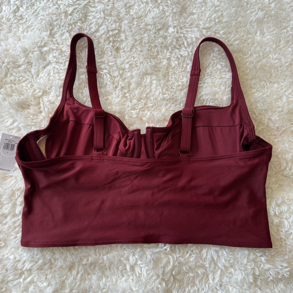 Old Navy bundle (2) Long Sleeve ruched blouse & red Balconette crop top Sz Large - Picture 11 of 15